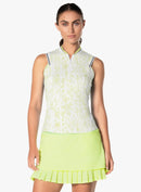New Lucky in Love Women's Electric Toile Sleeveless Zip Tank Lemon Size L MSP$84-1