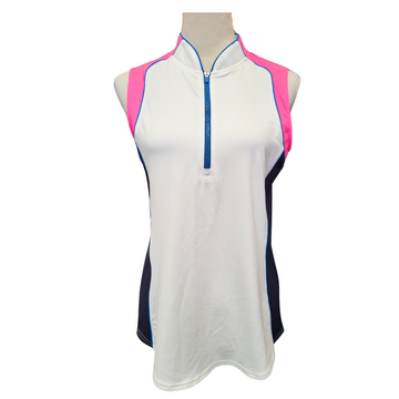 Jofit White, Blue & Hot Pink Colorblocked Sleeveless Golf Top Size M MSP$85