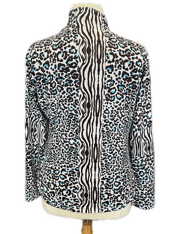 GGBlue Women's White, Brown & Blue Animal Print Golf Pullover Size XL MSP$86