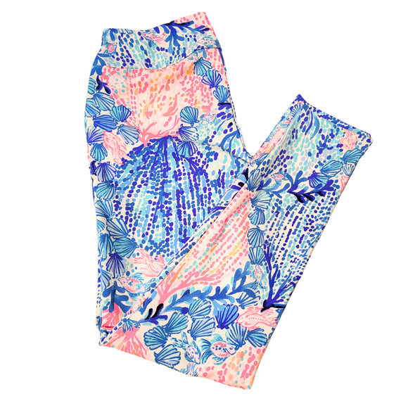 Lilly Pulitzer Luxletic Pink & Blue Sea Print Golf Pant Size 2 MSP$138