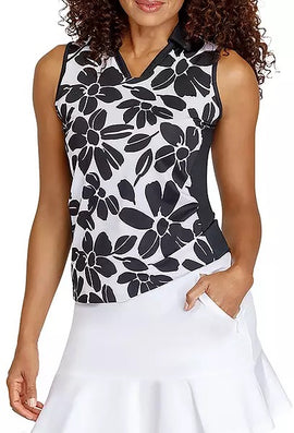 Tail Black & White Women's Floret Sleeveless Golf Top Size M MSP$83