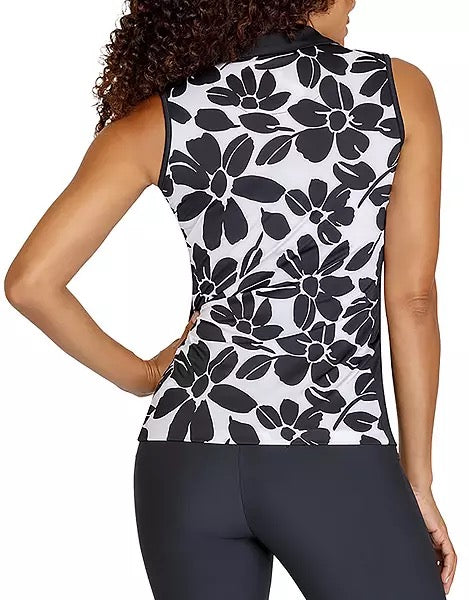 Tail Black & White Women's Floret Sleeveless Golf Top Size M MSP$83