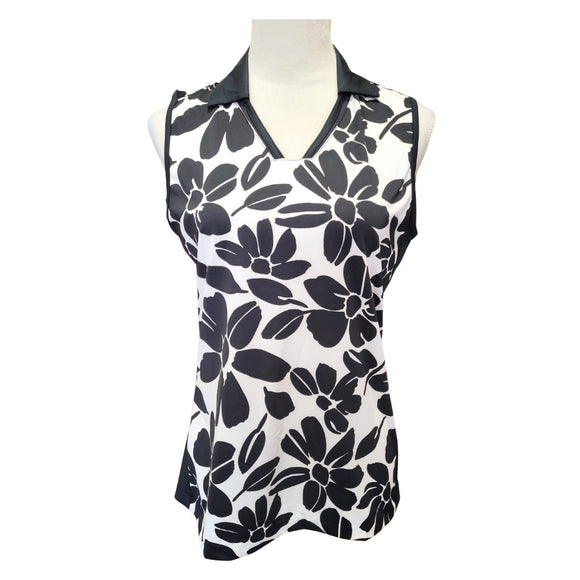 Tail Black & White Women's Floret Sleeveless Golf Top Size M MSP$83