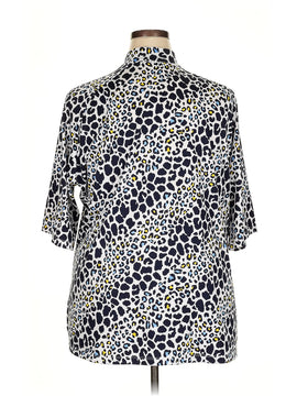 Tail White Label White & Navy Animal Print Half Sleeve Golf Top Size 3X - 0