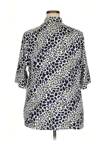 Tail White Label White & Navy Animal Print Half Sleeve Golf Top Size 3X - 0