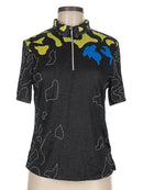 Jamie Sadock Women's Black, Yellow & Blue Textured Golf Top Size M MSP$90-1