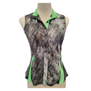 Jamie Sadock Gray Print Sleeveless Golf Top w/ Green Accents Size S.-1