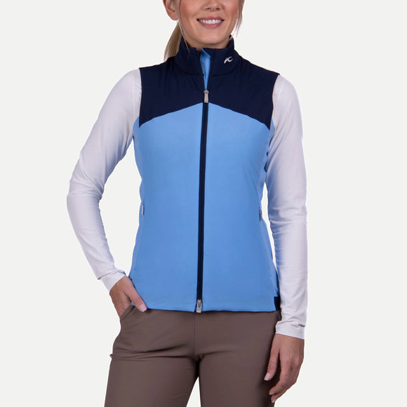 New Kjus Women's Radiation Golf Vest - Blue Opal/Atlantic BLue Size L MSP$279
