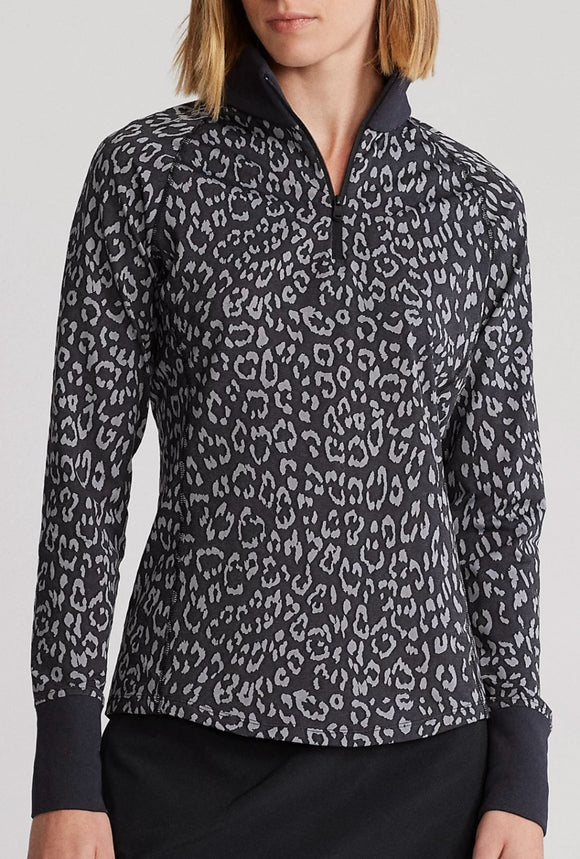 Ralph Lauren Black & Gray Animal Print 1/4 Zip Women's Pullover Size XXL