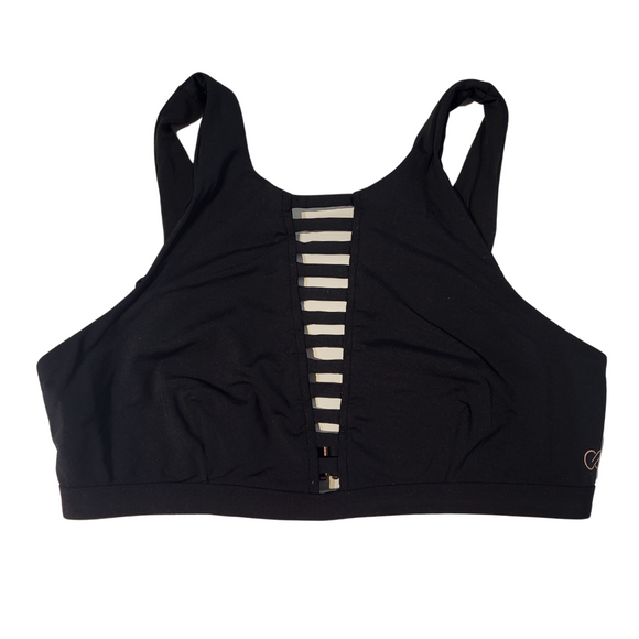 Calia Black Horizontal Stripe Cutout Sports Bra Size M MSP$52