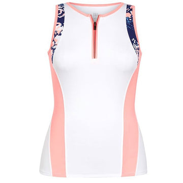 New Tail Activewear White & Melon Punch Stevie Tennis Tank Size XXL MSP$69
