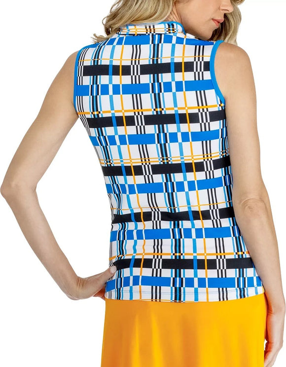 Tail Activewear Shylah Sleeveless Golf Top - Matrix Grid MSP$96