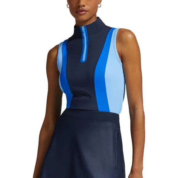 New G/FORE Womens Colour Block Silky Tech Nylon Sleeveless Golf Polo Size L MSP$110