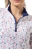 New SanSoleil Ladies SOLCOOL Print Long Sleeve Zip Mock Golf Sun Shirts - Libertini MSP$104-4