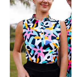 New Sunday Swagger Carnival Sleeveless Women's Golf Polo - 0