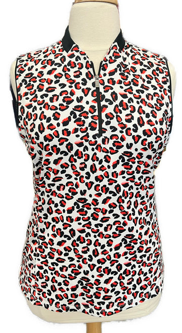 Tail White Label White, Black & Red Leopard Print Sleeveless Golf Top Size XXL - 0