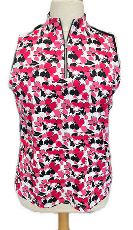 Tail White Label Black, Pink & White Floral Sleeveless Golf Top Size XXL