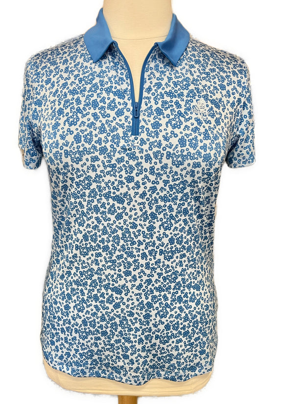 New Under Armour Blue Floral Golf Polo w/ Logo  Size L. MSP$65