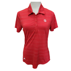 Adidas Women's Red Microdot Stripe Golf Polo w/ Logo Size S