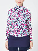 New SanSoleil Women's SolTek LUX 1/4 Zip Golf Sun Shirt  - Palazzo Fuchsia Size S MSP$104-2