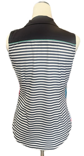 Jofit Women's Navy & White Striped Sleeveless Golf Polo Size S MSP$84 - 0
