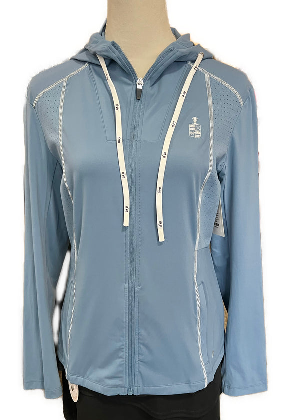 New Nivo Sport Women's Blue Amara Golf Cardigan Jacket w/ Logo MSP$140