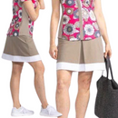 Kinona Kick Pleat Skort in Tan & White Size XL MSP$119-1