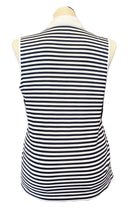 NEW Izod Women's Y-neck Navy & White Striped Sleeveless Golf Polo Size XL MSP$56-2