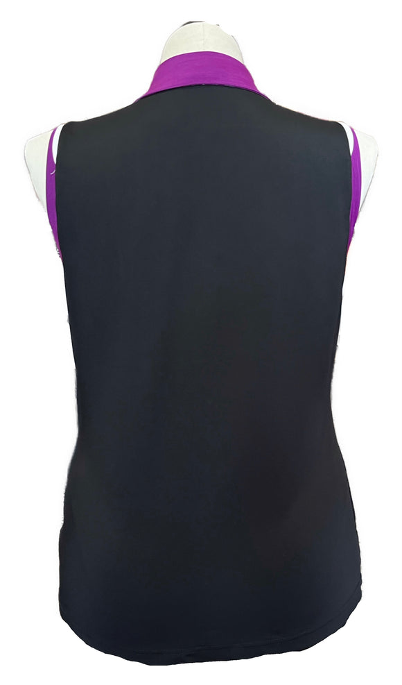 GGBlue Women's Black Sleeveless Golf Polo w/Purple Accents Size XL MSP$79
