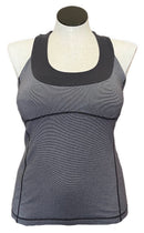Lululemon T-Strap Back Gray Striped Support Tank Size XL-1