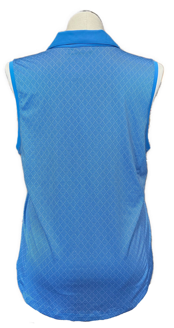NEW Lady Hagen V-neck Collared Blue Textured Sleeveless Golf Polo Size XL MSP$50