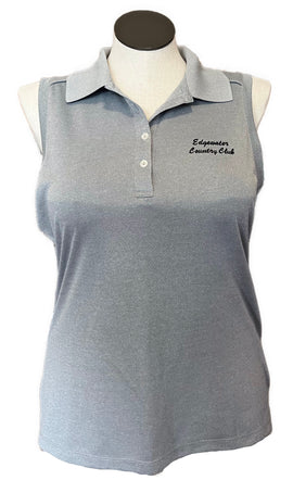 NEW Callaway Women'sHeather Gray Sleeveless Golf Polo w/ Logo Size XL