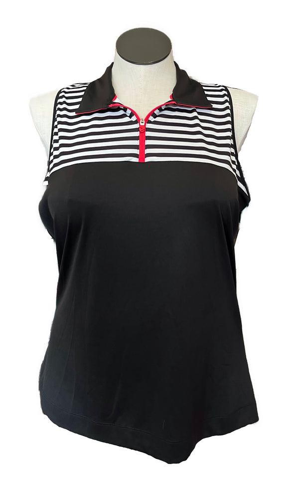 Slazenger Women's Sleeveless Black Striped Golf Polo Size XL