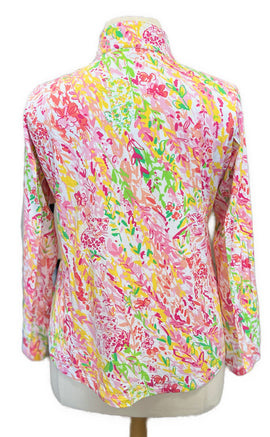 Ibkul Women's Pink Floral Cougar Print Long Sleeve Sun Shirt Size XL MSP$100 - 0
