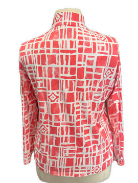 Ibkul Women's Coral Print Zip Mock Longsleeve Sun Shirt Size XL MSP$100 - 0