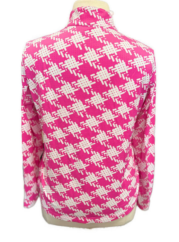 Ibkul Women's Pink Hashtag Print Long Sleeve Zip Mock Sun Shirt Size XL