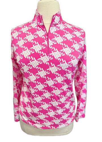 Icikuls Women's Blue & Lime Floral Long Sleeve Zip Mock Sun shirt