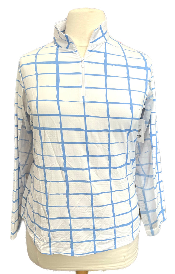 Ibkul Women's Cordova Periwinkle Print Long Sleeve Sun Shirt MSP$100