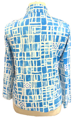 Ibkul Women's Navy & White Long Sleeve Zip Mock Sun Shirt Size XL MSP$100 - 0