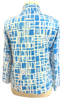 Ibkul Women's Powder Blue & white Long Sleeve Zip Mock Sun Shirt Size XL-2