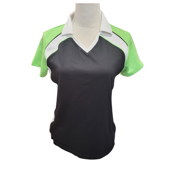 Izod Perform X Black, White & Lime Golf Polo Size S