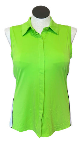 Kinona Women's Green & White  Sleeveless Golf Top Size L MSRP$104