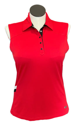 Annika by Cutter & Buck Red Textured Sleeveless Golf Polo Size L