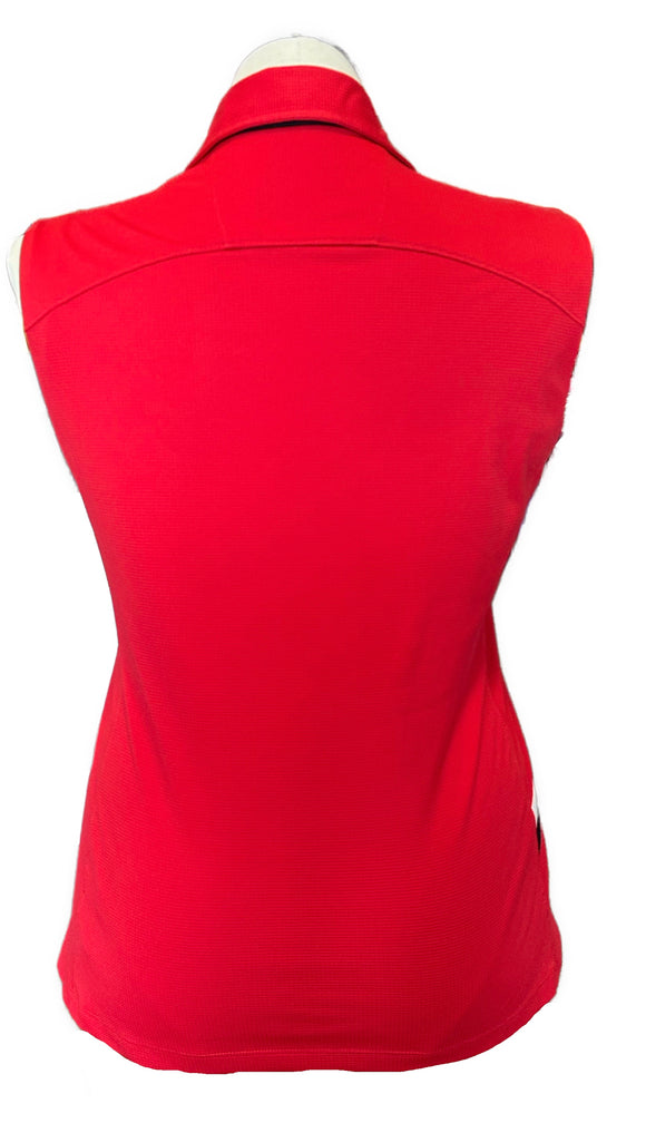 Annika by Cutter & Buck Red Textured Sleeveless Golf Polo Size L