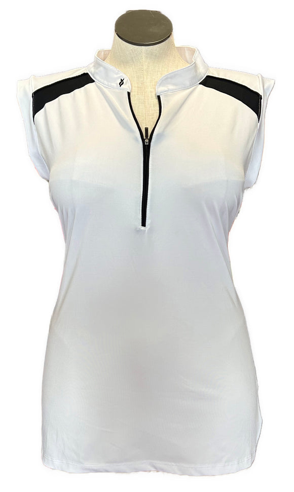 Lopez White & Black Sleeveless Top w/Mesh Panels Size 3X