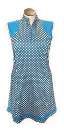 Callaway Blue & White Geometric Patterned Women's Golf Dress Size L MSP$105-1