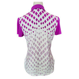 Puma Women's White & Magenta Diamond Print Golf Polo Size M MSP$60 - 0
