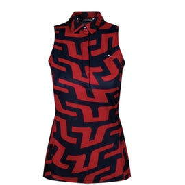 J.Lindeberg Women's Red and Navy Dena Sleeveless Top Bridge Swirl Size XL MSP$95