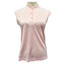 Daily Sport Light Pink Animal Print Texture Mandarin Collar Cap Sleeve Top Size S-1