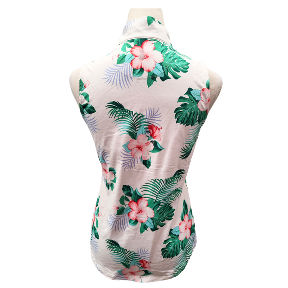Tommy Bahama Island Zone White Hibiscus Sleeveless Top Size XS